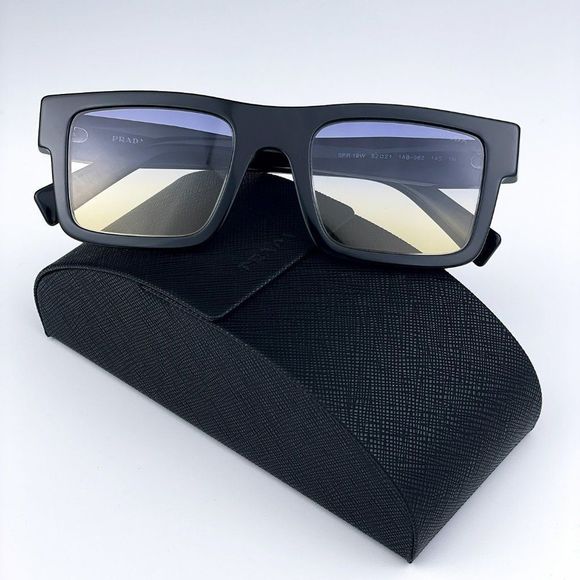 NEW Prada PR19WS 1AB06Z Black Blue Yellow Gradient Square Unisex Sunglasses